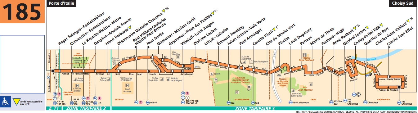 Plan bus Ligne 185