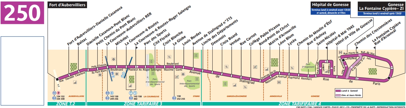 BUS 250 Horaires Et Plan Ligne 250 Paris