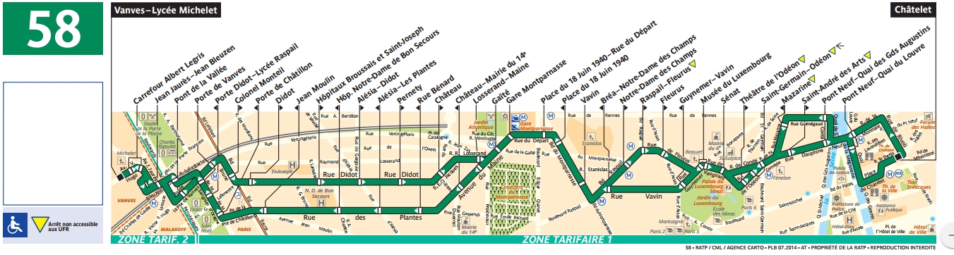 Plan bus Ligne 58