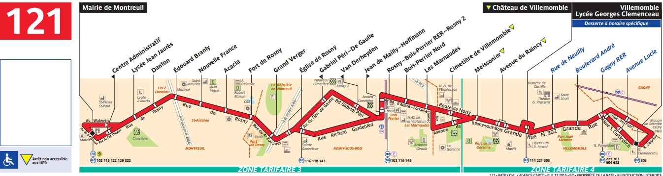 BUS 121 : horaires et plan Ligne 121 Paris