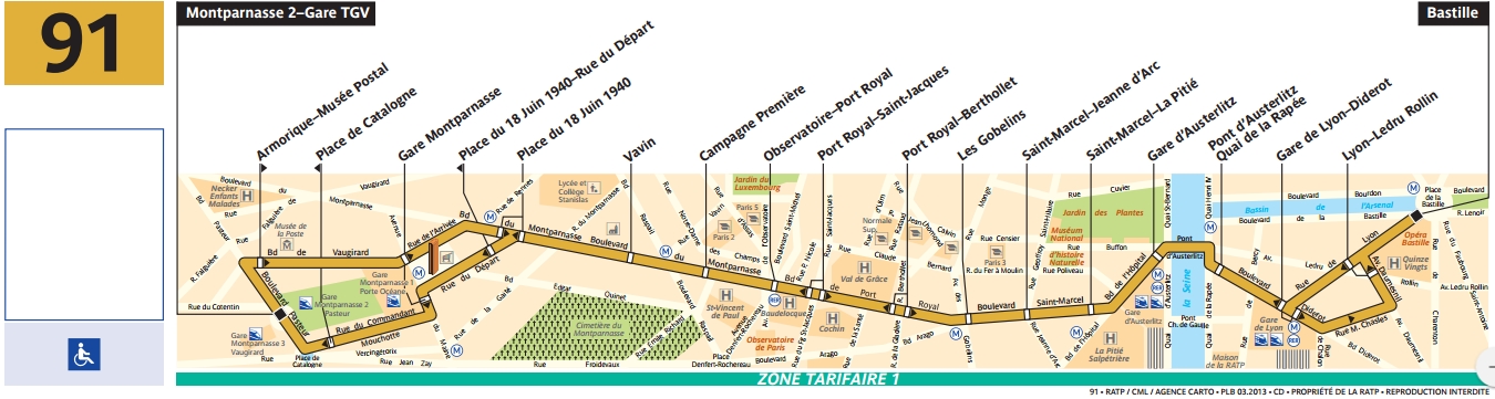 BUS 91 : horaires et plan Ligne 91 Paris